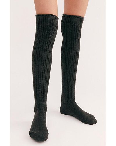 Free People Bulky Knit Over-the-knee Socks At In Grey/beige - Multicolor