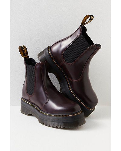 Dr. Martens 2976 Quad Chelsea Boots At Free People In Burgundy, Size: Us 6 - Black