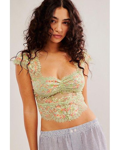 Free People Garden Party Lace Tee - Green