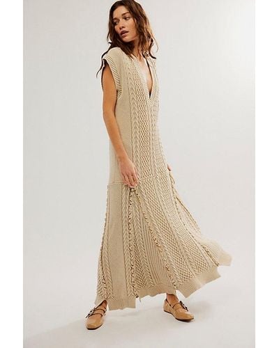 Mes Demoiselles Saki Knitted Dress At Free People In Beige, Size: 1 - Natural