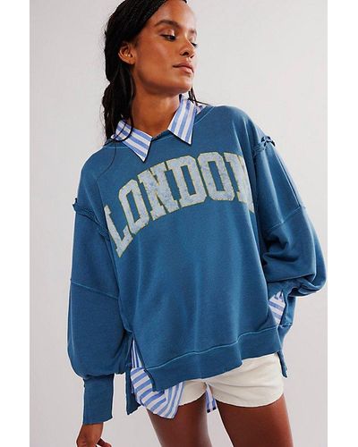 Free People Graphic Camden Pullover - Blue