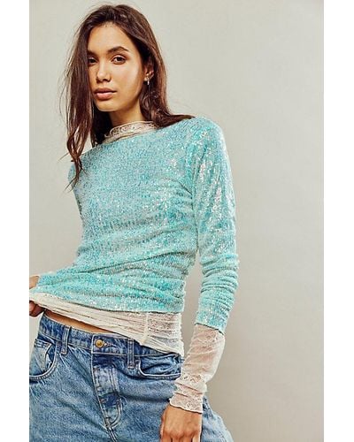 Intimately By Free People Gold Rush Long Sleeve - Blue