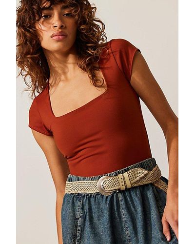 Intimately By Free People Fair And Square Neck Duo Bodysuit - Red