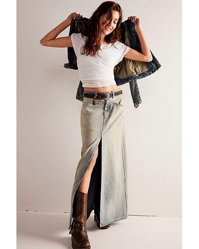 Free People Come As You Are Denim Maxi Skirt At Free People In Neptune, Size: Us 0 - Multicolor