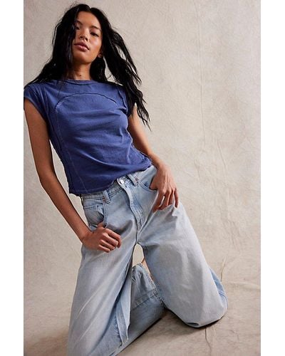 Free People Crvy Gia Wide-leg Jeans - Blue