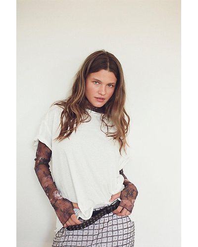 Free People Lady Lux Printed Layering Top - White