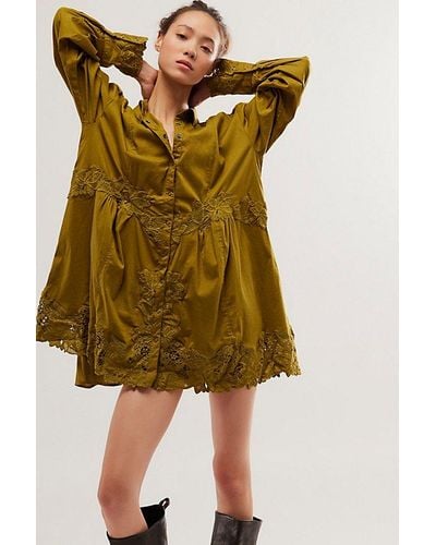 Free People Constance Mini Dress At In Grape Leaves, Size: Xs - Yellow