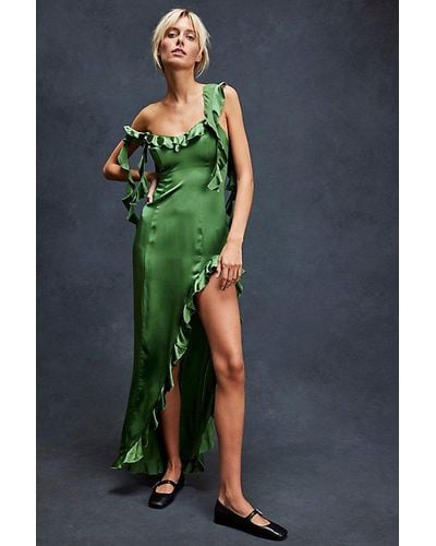 Amanda Uprichard Sonnet Silk Gown At Free People In Ferman, Size: Xs - Green