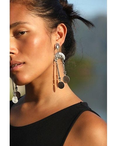 Free People Back To Brooklyn Dangle Earrings At In Silver - Black