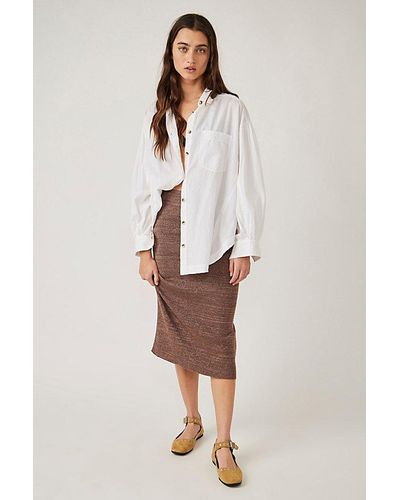 Free People Golden Hour Midi Skirt - Natural