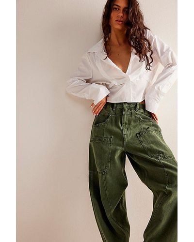 Free People We The Free New School Relaxed Jeans - Green