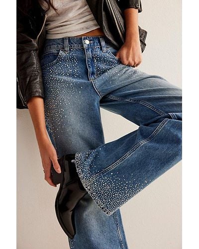 Free People We The Free Tinsley Studded Baggy Jeans - Blue