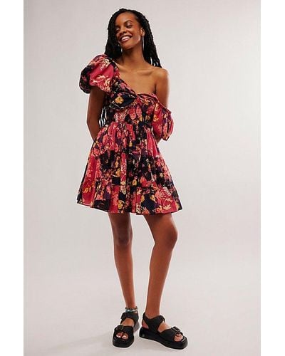 Free People Sundrenched Printed Mini Dress - Red