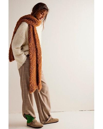 Free People Ever After Faux Fur Blanket Scarf At In Gingerbread - Brown