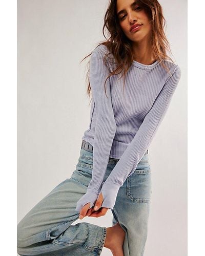 Free People Roll With It Thermal At Free People In Icelandic Blue, Size: Small - Gray