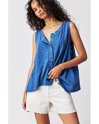 Free People Josie Henley Tank At Free People In Riverside, Size: Small - Blue