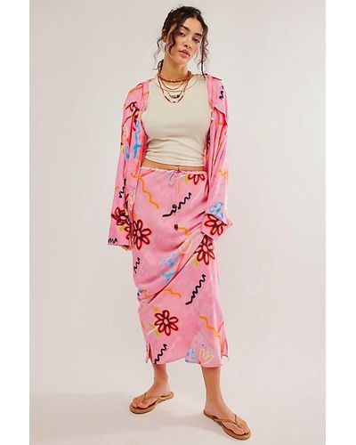 Free People Lucky Chalm Column Skirt - Pink