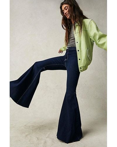 Free People Just Float On Flare Jeans At Free People In Midnight, Size: 25 - Blue