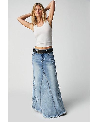 Free People Driftwood Blue Jean Baby Maxi Skirt