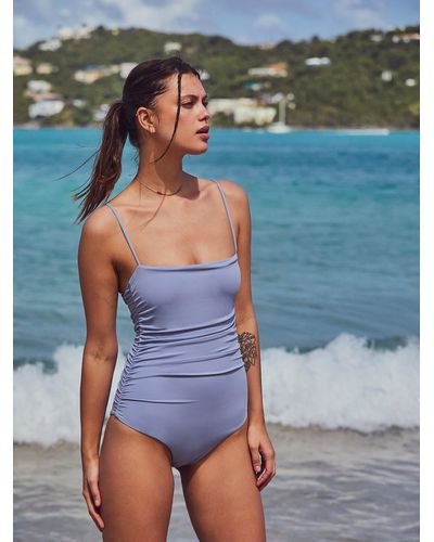 Free People The Ruched Maillot One-piece Swimsuit - Blue