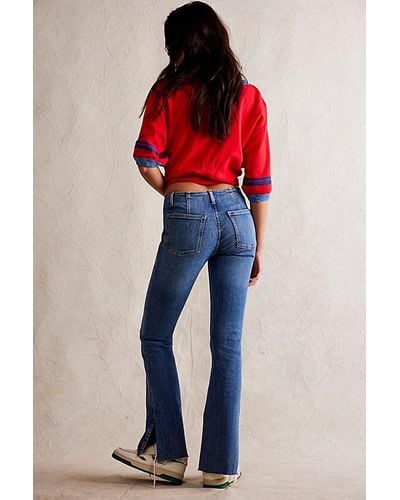 Free People Level Up Slit Slim Flare Jeans - Red