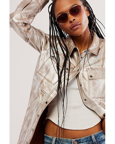 Free People Aces Aviator Sunglasses - Natural