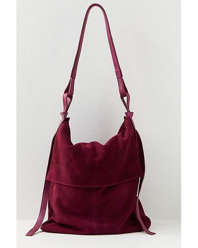 Free People Roswell Slouchy Suede Messenger - Red