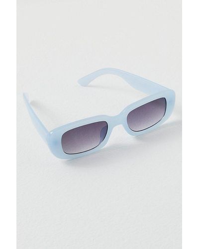Free People New Sensation Rectangle Sunglasses At In Cloud - Blue