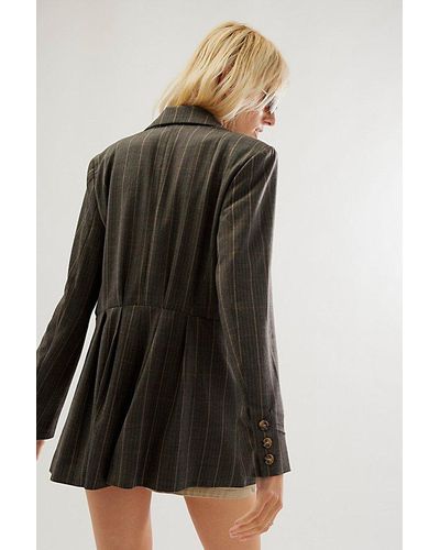 Free People Charlotte Blazer Jacket At In Charcoal Combo, Size: Large - Multicolor