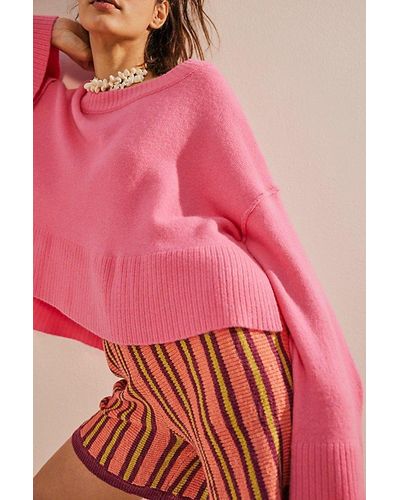 Free People Ry Cashmere Pullover At In Sugar Coral, Size: Medium - Pink