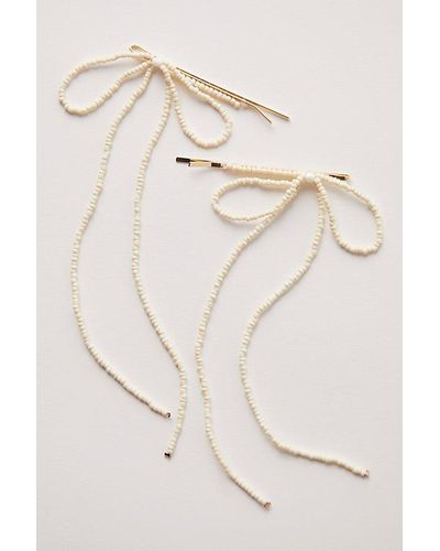 Free People Dainty Beaded Bow Pin - Natural
