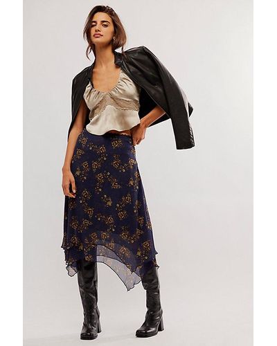 Free People Garden Party Skirt At In Midnight Combo, Size: Xs - Blue