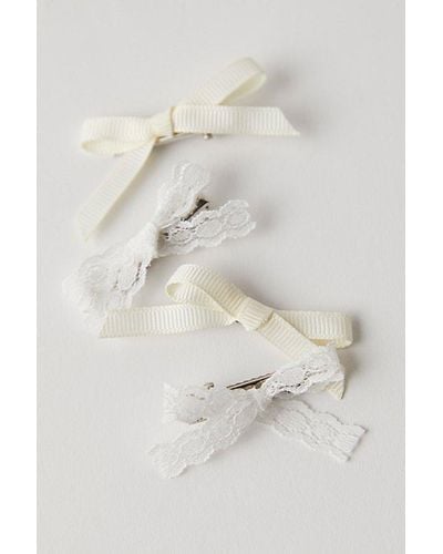 Free People Camryn Lace Bow Set Of 4 - White