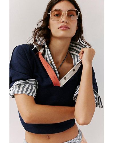 Free People Beau Square Sunglasses At In Pink Skies - White