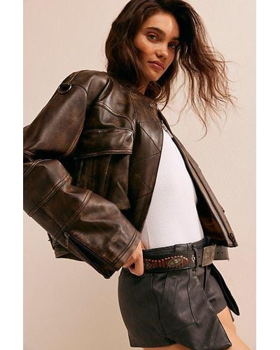 Free People Adrienne Leather Jacket - Black