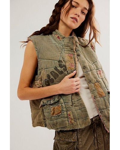 Free People Magnolia Pearl Washed Reversible Vest - Green