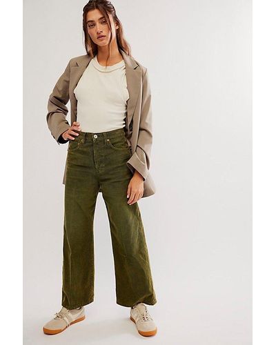 RE/DONE High-Rise Wide-Leg Cropped Jeans - Green