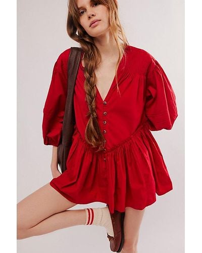 Free People Wrapped In Love Tunic - Red