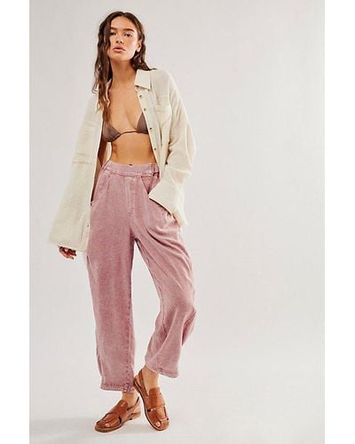 Free People High Road Pull-on Barrel Trousers - Pink