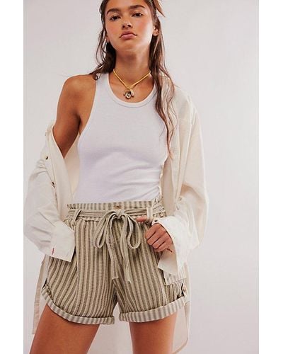 Free People Fp One Harriet Striped Shorts - Brown