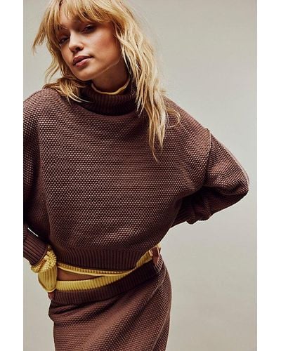 Free People Hailee Sweater Skirt Set - Brown