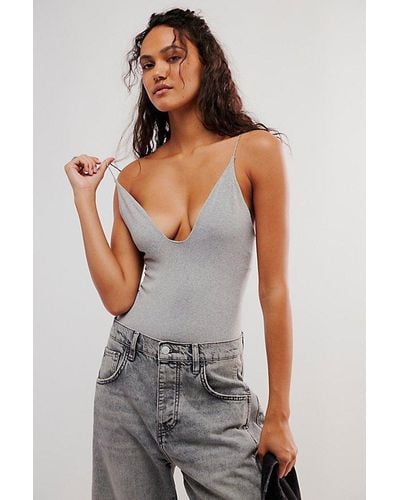 Intimately By Free People Clean Lines Plunge Bodysuit - Grey