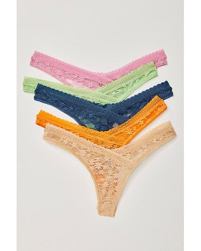 Intimately By Free People Daisy Lace High-cut Thong 5-pack Knickers - Multicolour