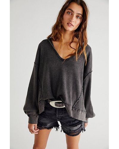 Free People Buttercup Thermal At Free People In Black, Size: Xs