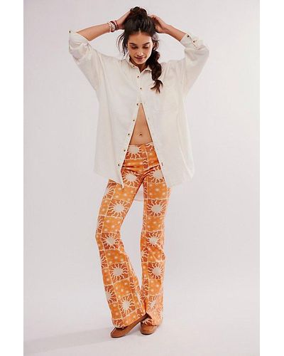 Free People We The Free Penny Pull-On Printed Flare Jeans - Multicolour