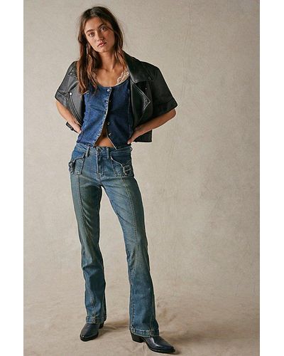 Free People Love Stone Bootcut Jeans At Free People In Aphrodisiac, Size: 24 - Blue