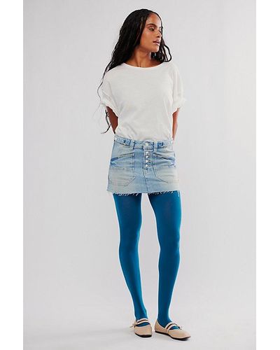 Free People Utterly Opaque Tights - Blue