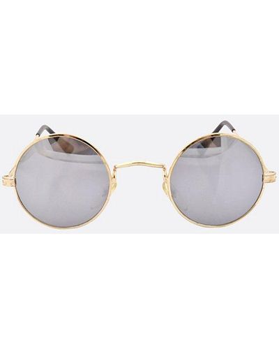 Free People Giant Vintage Prudent Retro Round Sunglasses - Metallic