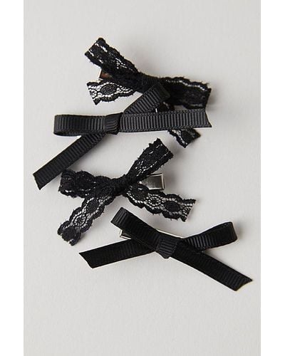 Free People Camryn Lace Bow Set Of 4 - Black