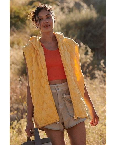 Free People Dream Big Quilted Vest - Yellow